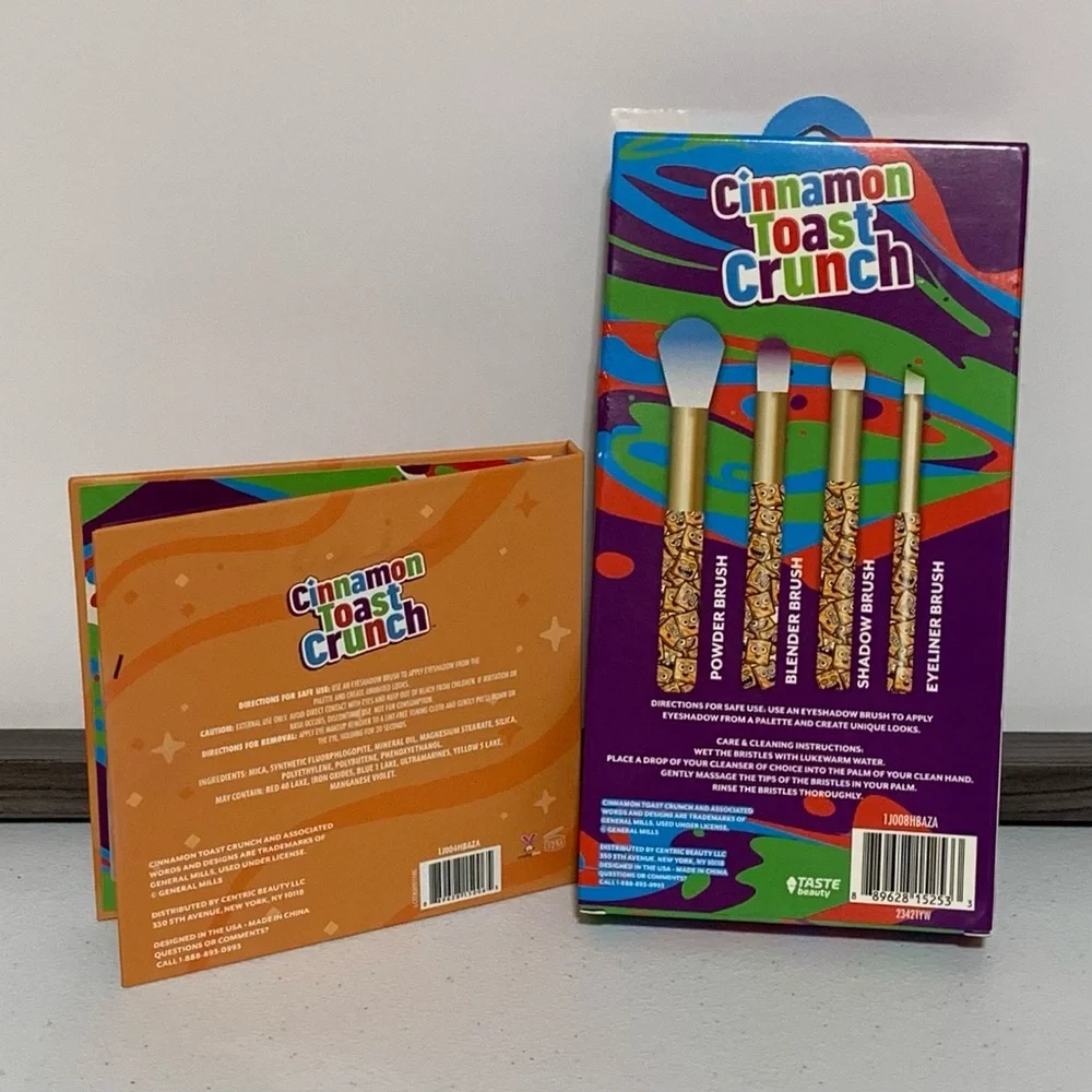 Taste Beauty x Cinnamon Toast Crunch Eyeshadow Palette & Cosmetic Brush Set-New